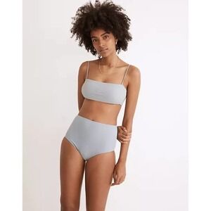 Madewell Second Wave Ribbed Spaghetti-Strap Bandeau Bikini Top Women's XS